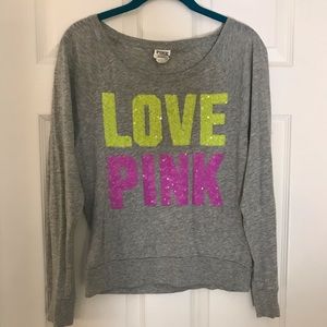 VS Love Pink ! Grey long sleeve top Size Extra Small
